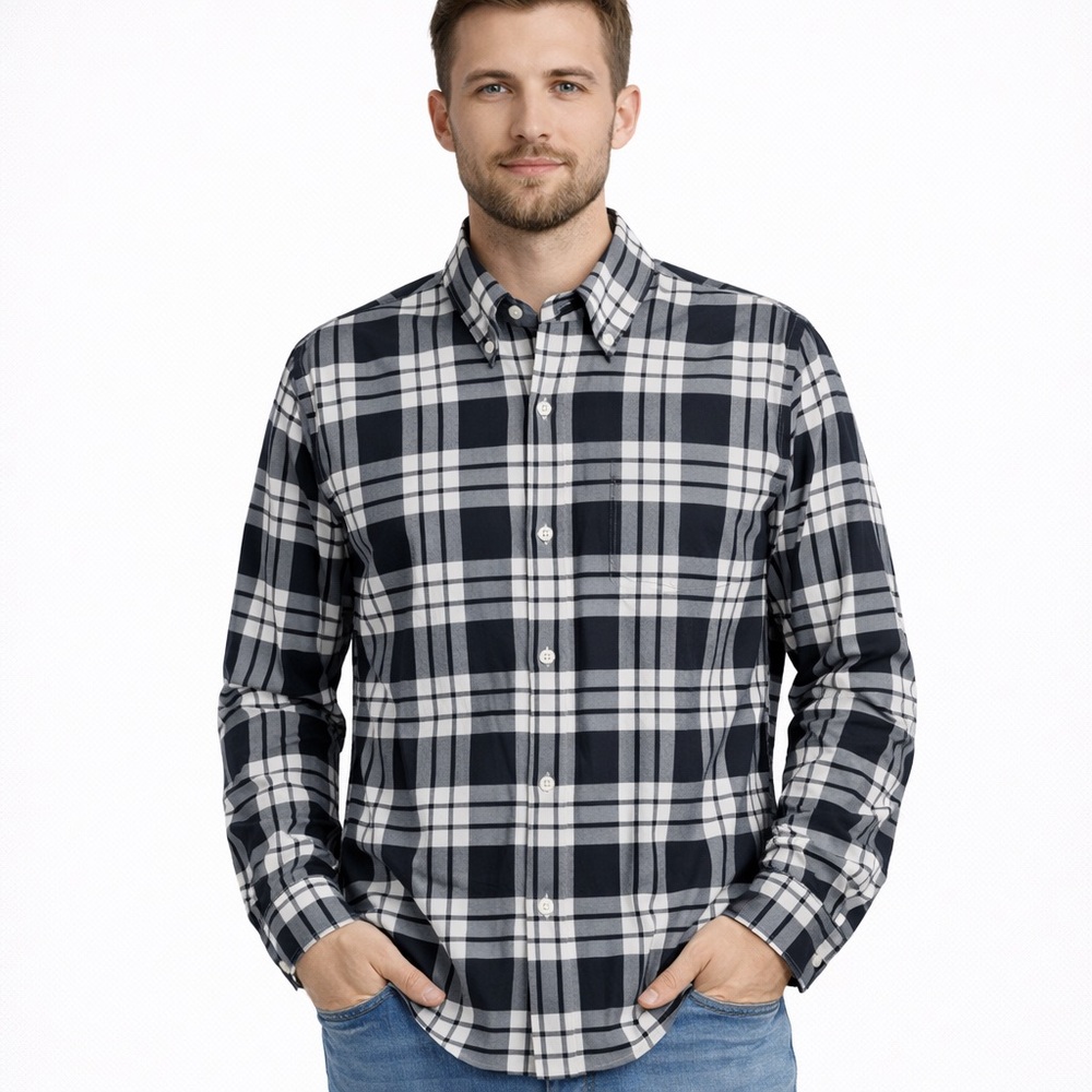 Brooks Brothers Black and White Checkered Shirt